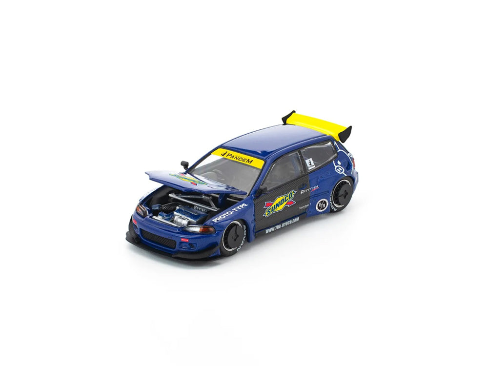 Pop Race 1/64 Pandem Honda Civic EG6 Blue/Black