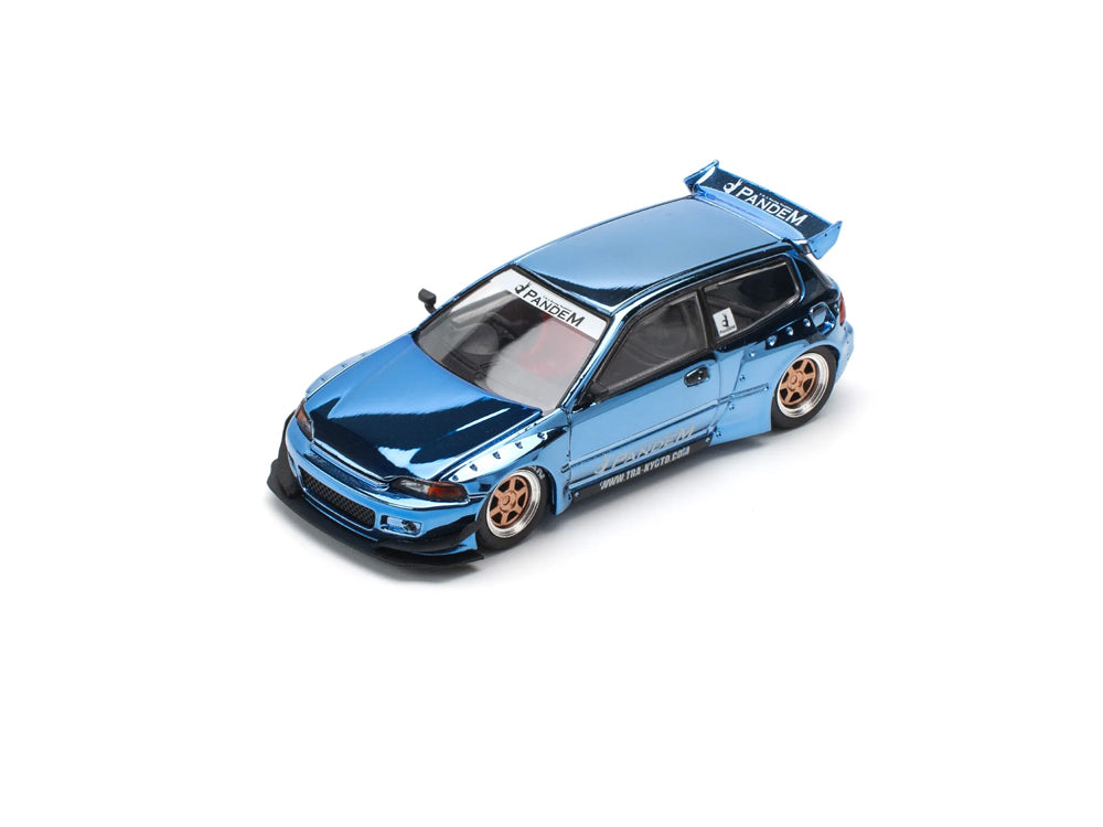 Pop Race 1/64 Pandem Honda Civic EG6 Blue Chrome