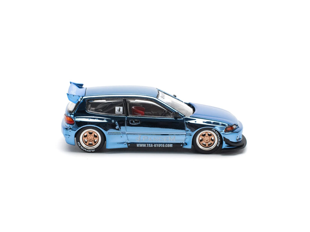 Pop Race 1/64 Pandem Honda Civic EG6 Blue Chrome