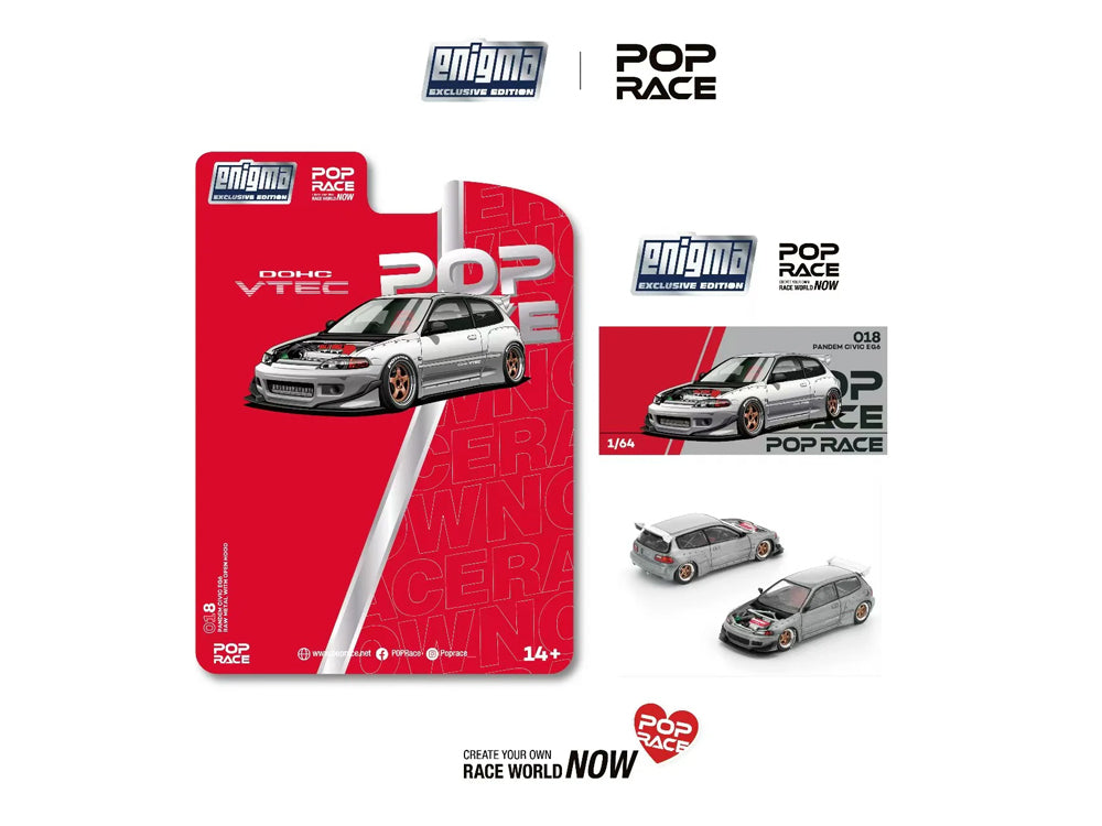Pop Race 1/64 Pandem Honda Civic EG6 Modified Raw Metal Blister Pack