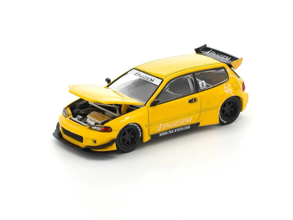 Pop Race 1/64 Pandem Honda Civic EG6 Yellow Manilla Auto Show 2025 Edition