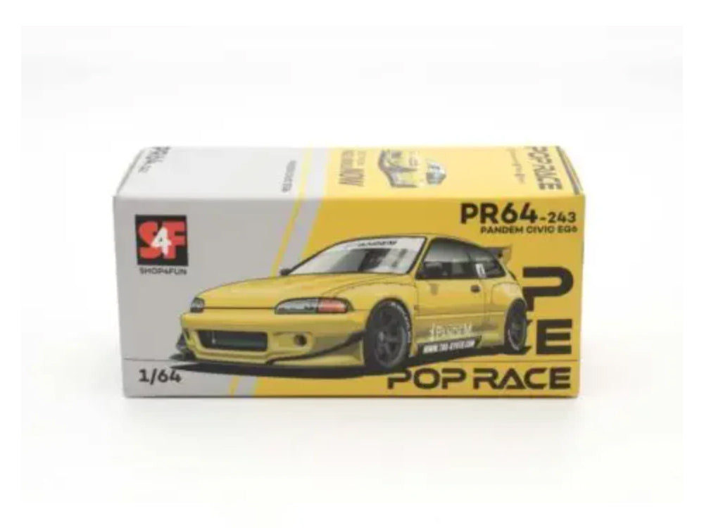 Pop Race 1/64 Pandem Honda Civic EG6 Yellow Manilla Auto Show 2025 Edition