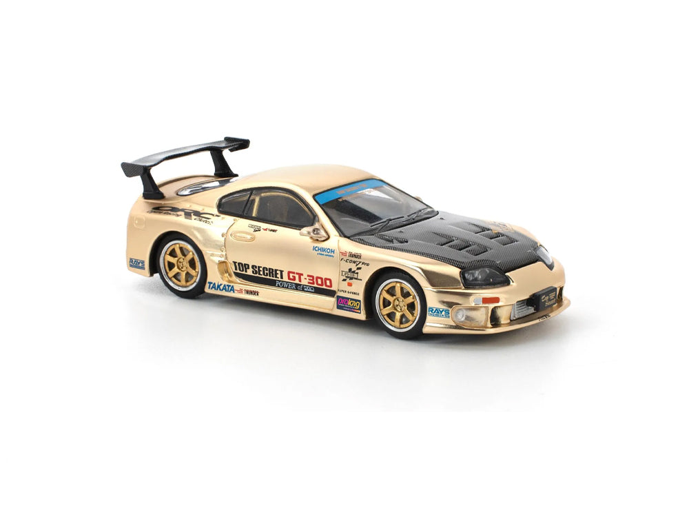 Pop Race 1/64 Toyota Supra JZA80 GT300 Top Secret Chrome Gold