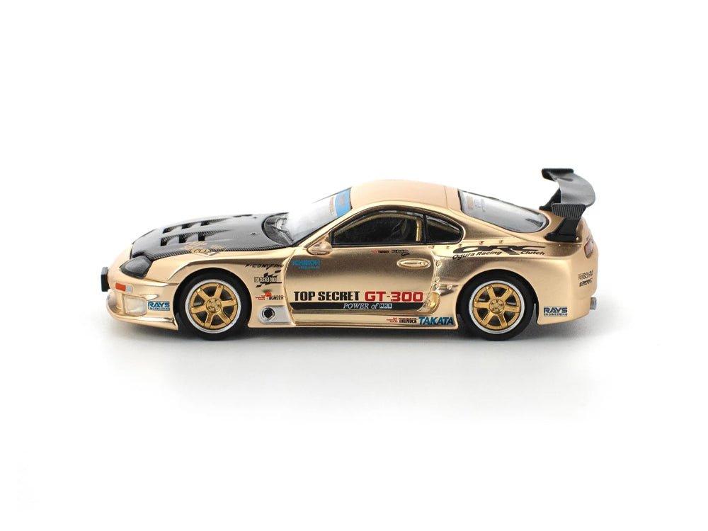 Pop Race 1/64 Toyota Supra JZA80 GT300 Top Secret Chrome Gold