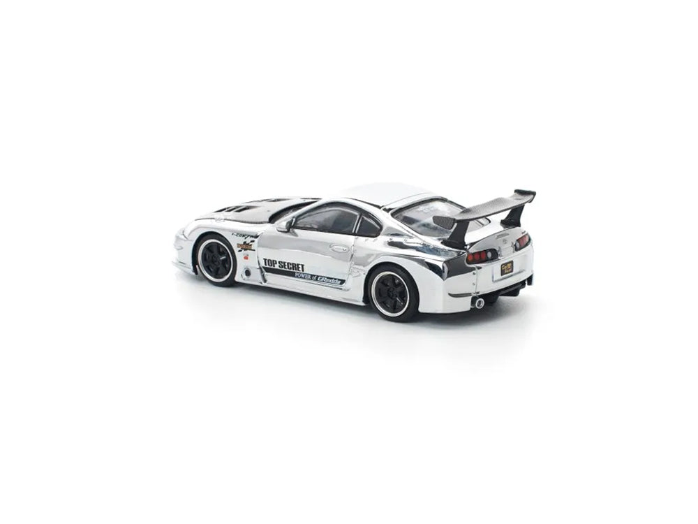 Pop Race 1/64 Toyota Supra JZA80 GT300 Top Secret Chrome Silver