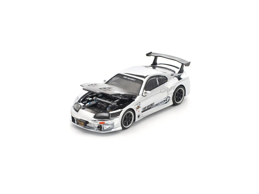Pop Race 1/64 Toyota Supra JZA80 GT300 Top Secret Chrome Silver