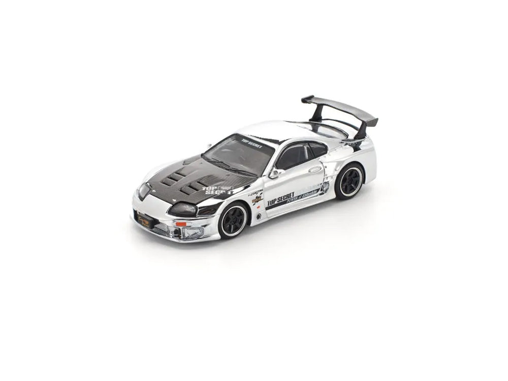 Pop Race 1/64 Toyota Supra JZA80 GT300 Top Secret Chrome Silver