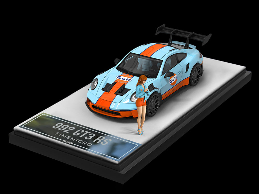 Time Model 1/64 Porsche 992 GT3 RS Gulf Livery Car with Figurine 