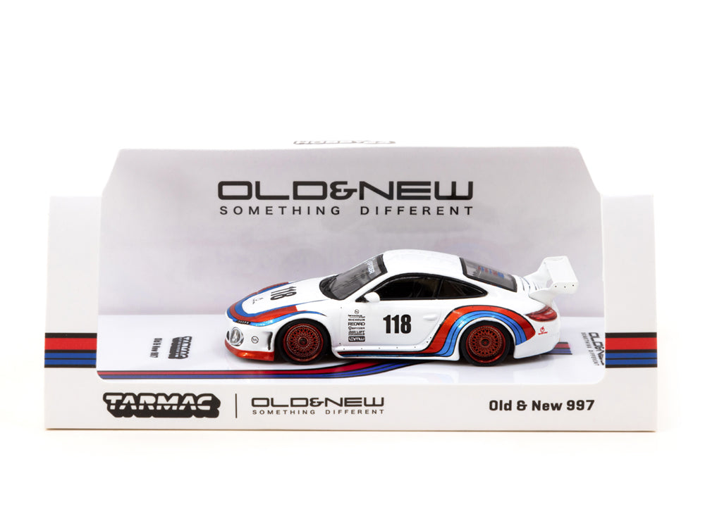 Tarmac Works 1/64 Porsche Old & New 997 Martini White - Diecast Toyz Australia
