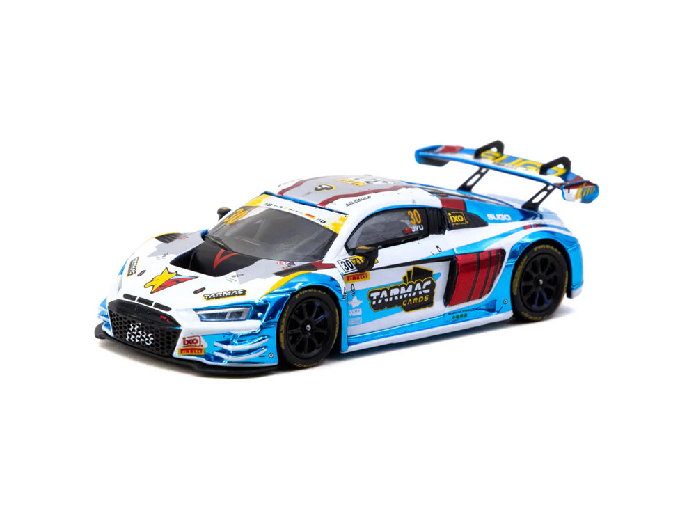Tarmac Works 1/64 Audi R8 LMS GT3 EVO II Macau GT Cup - FIA GT World Cup 2024 UNO Racing James Yu with Trading Cards Combo and Truck Packaging