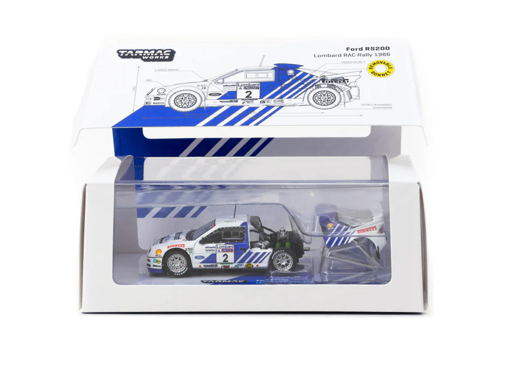 Tarmac Works 1/64 Ford RS200 Lombard RAC Rally 1986 Stig Blomqvist/Bruno Berglund