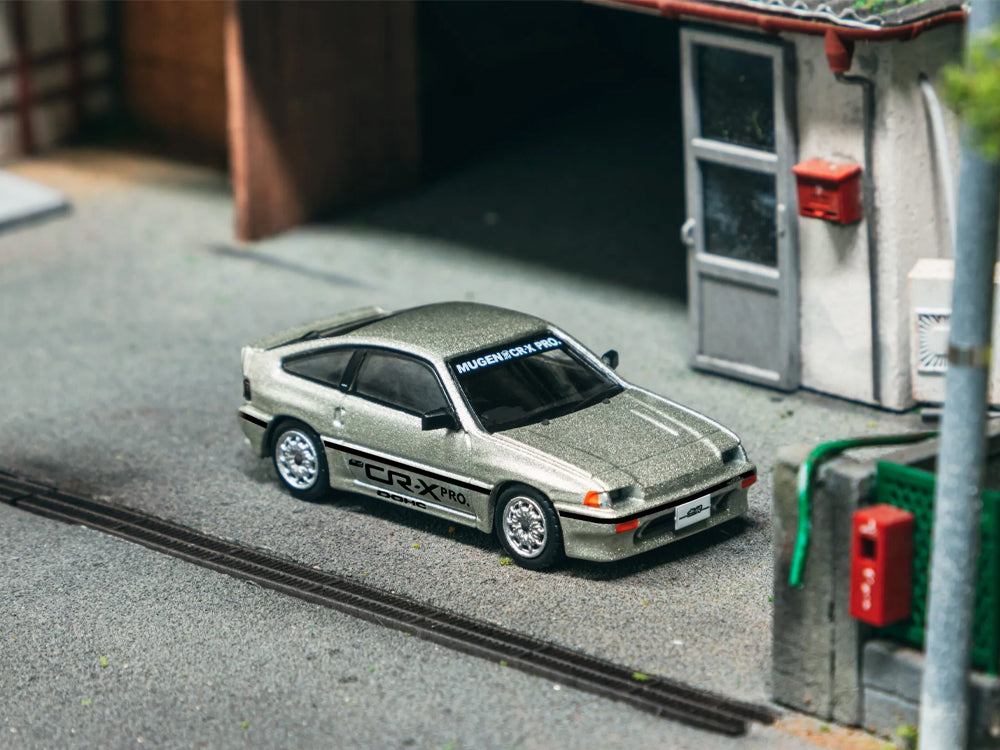 Tarmac Works 1/64 Honda Ballade Sports Mugen CR-X Pro Silver with Trading Cards Combo Set