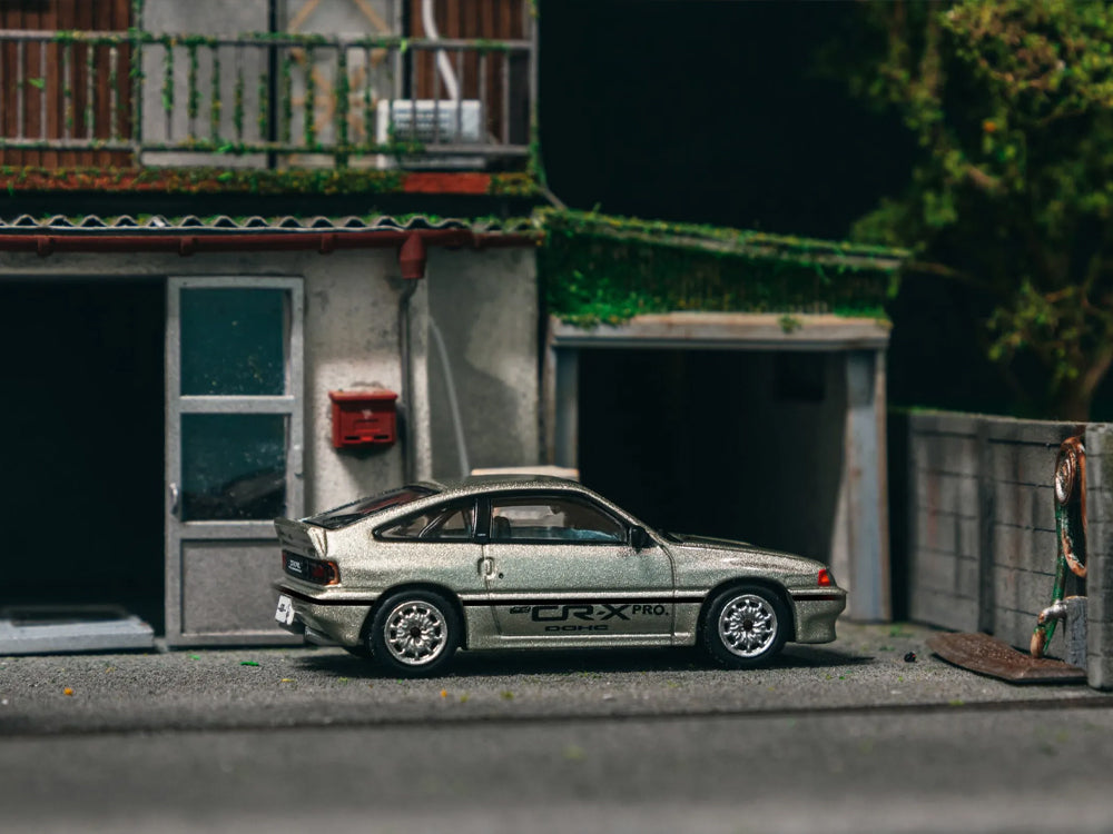 Tarmac Works 1/64 Honda Ballade Sports Mugen CR-X Pro Silver with Trading Cards Combo Set