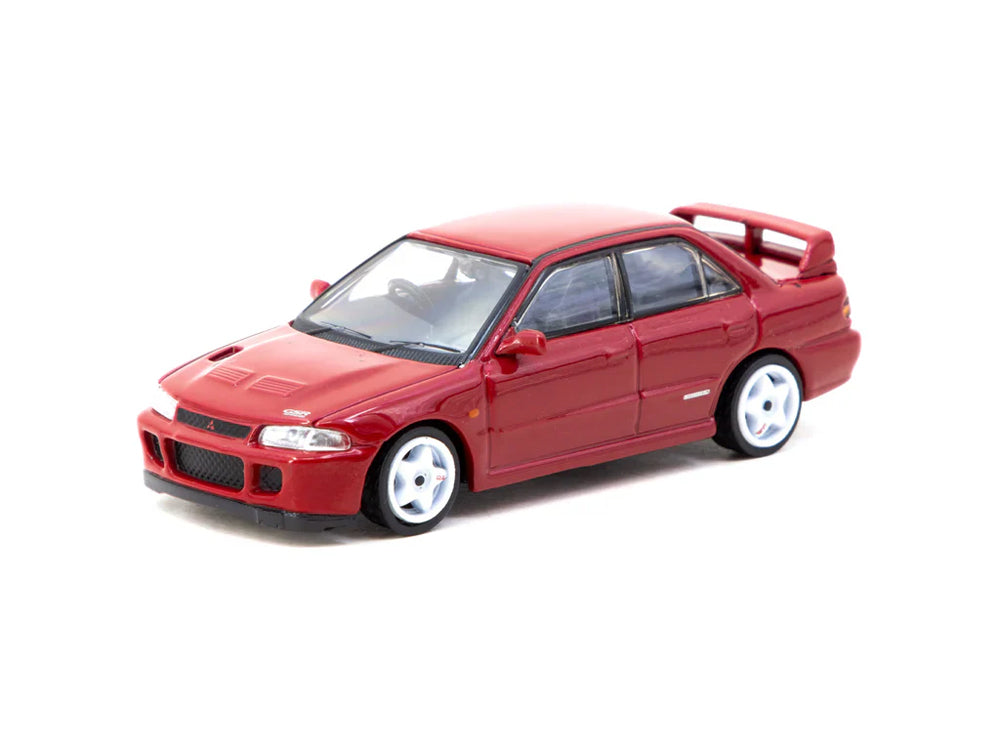 Tarmac Works 1/64 Mitsubishi Lancer GSR Evolution II Red with Trading Cards Combo Set