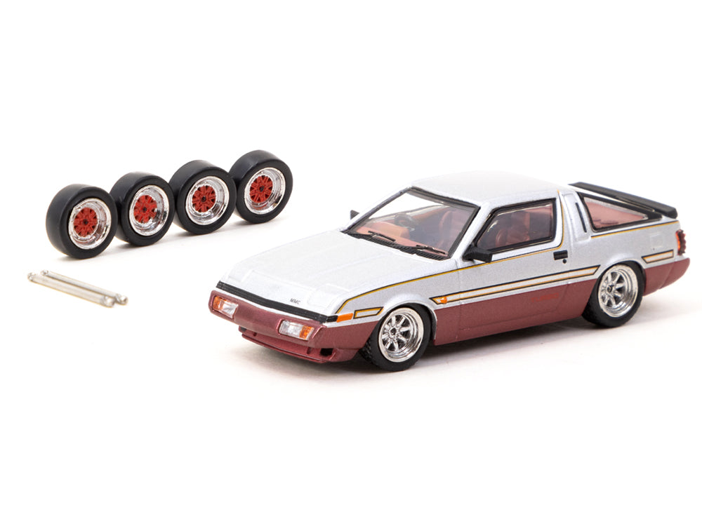 Tarmac Works 1/64 Mitsubishi Starion Silver/Dark Red - Diecast Toyz Australia