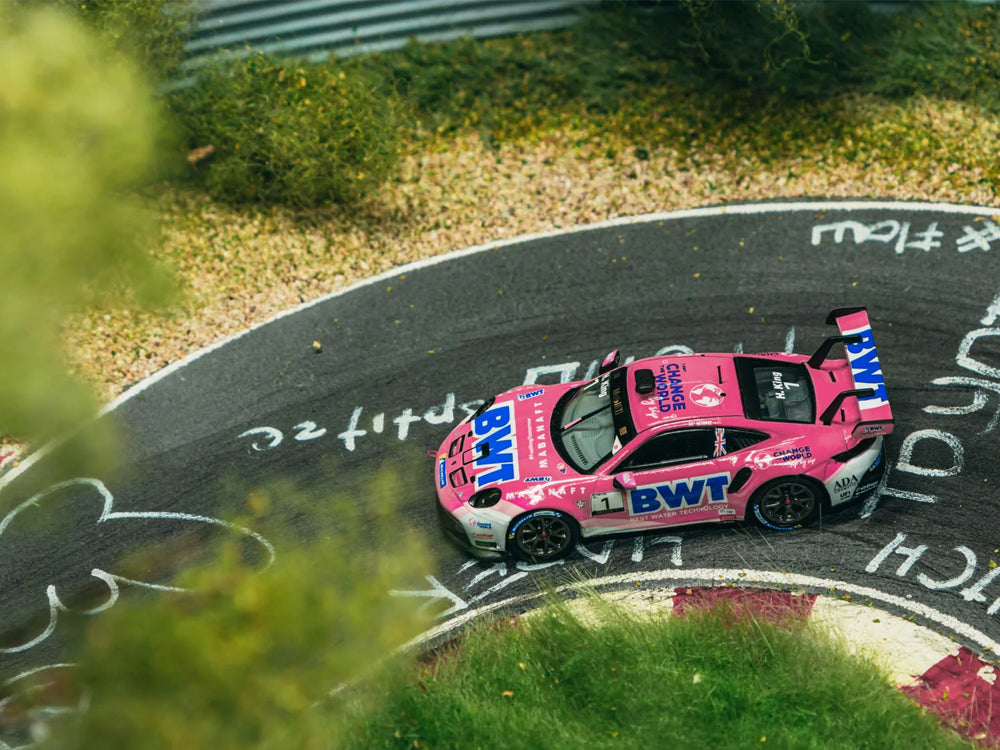 Tarmac Works 1/64 Porsche 911-992 GT3 Cup Mobil 1 Supercup 2024 Harry King Pink