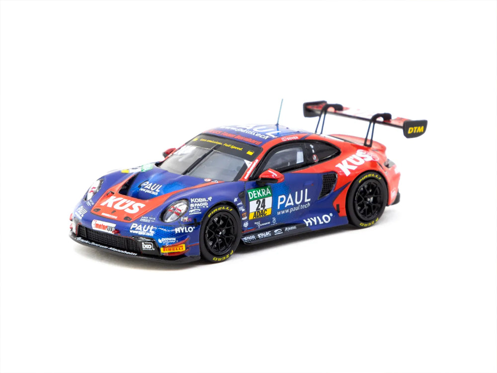 Tarmac Works 1/64 Porsche 911 GT3 R DTM 2023 Ayhancan Guven Blue/Red