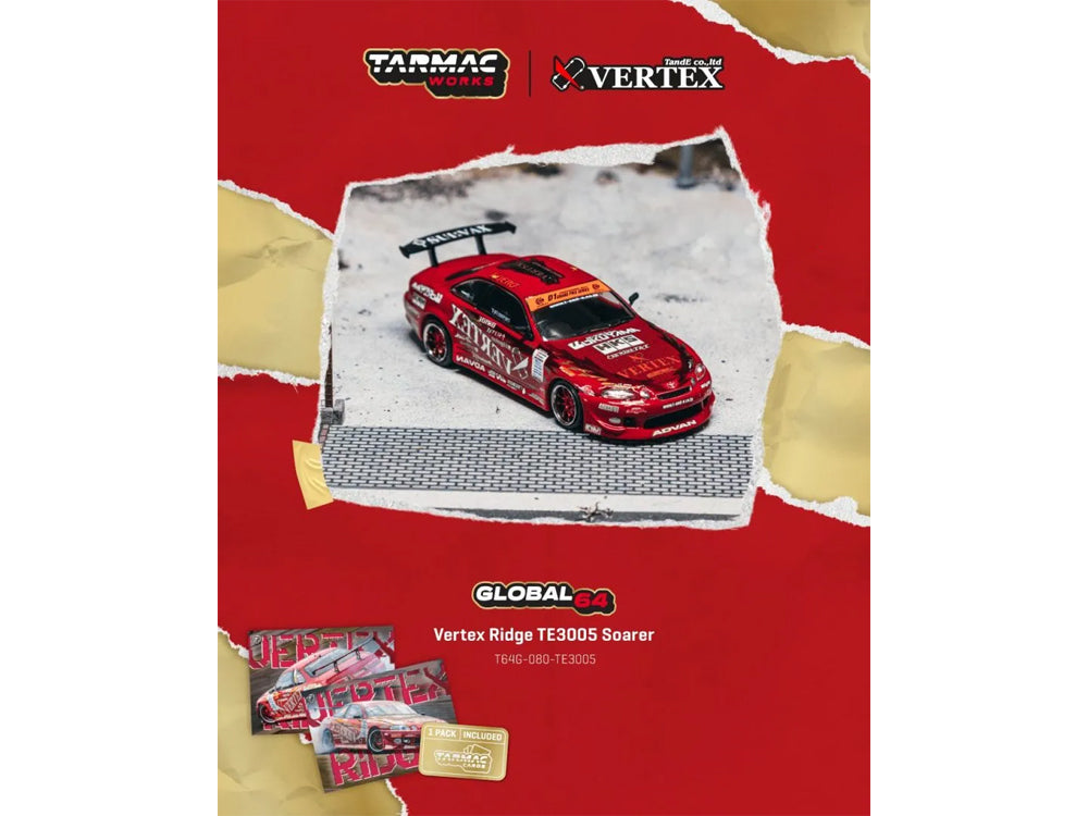 Tarmac Works 1/64 Vertex Ridge TE3006 Soarer Chrome Red Special Edition