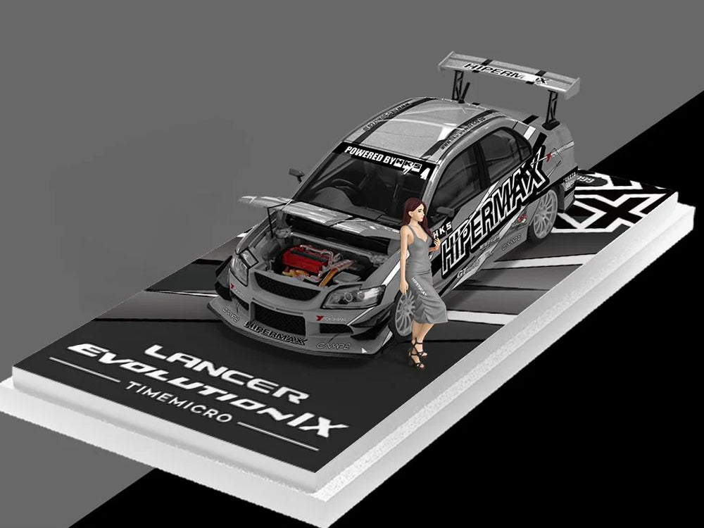Time Model 1/64 Mitsubishi Lancer EVO IX HiperMax Metallic Silver Car with Figurine