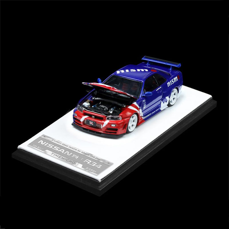 Time Model 1/64 Nissan Skyline GTR R34 Z Tune with Openable Bonnet Red/Blue