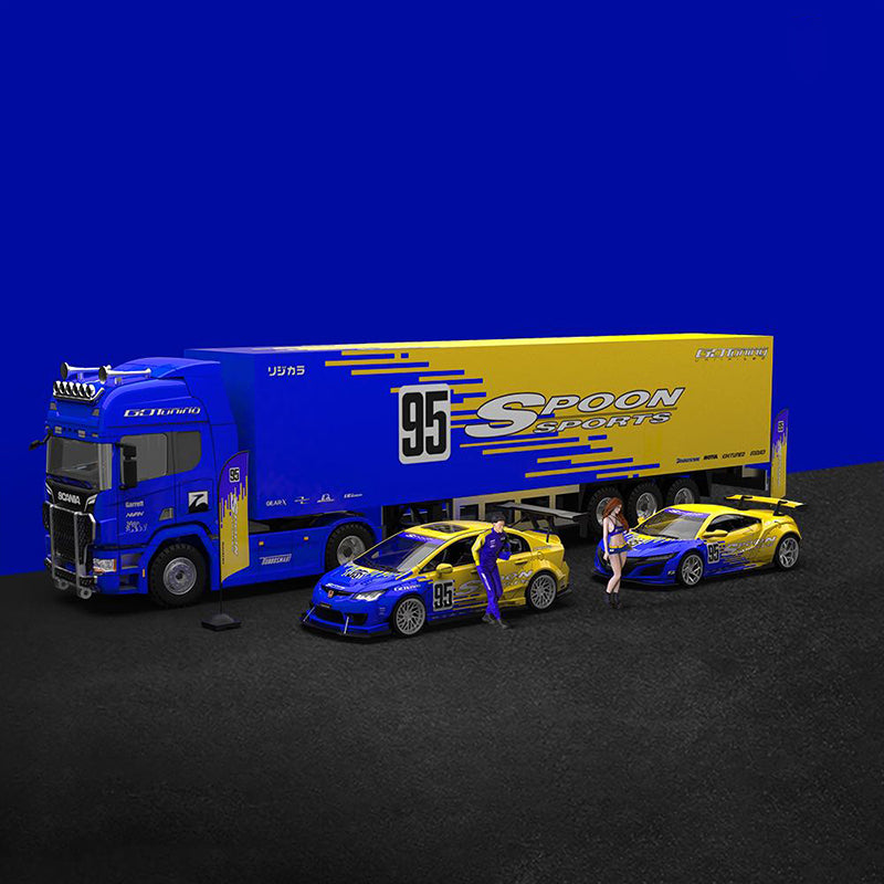 Time Model 1/64 Scania Truck with Container Trailer Spoon Livery Set