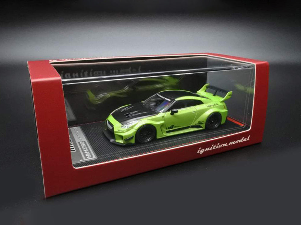 Ignition Model 1/64 LBWK Silhouette Works GT 35GT-RR Green Metallic with Carbon Bonnet - Diecast Toyz Australia