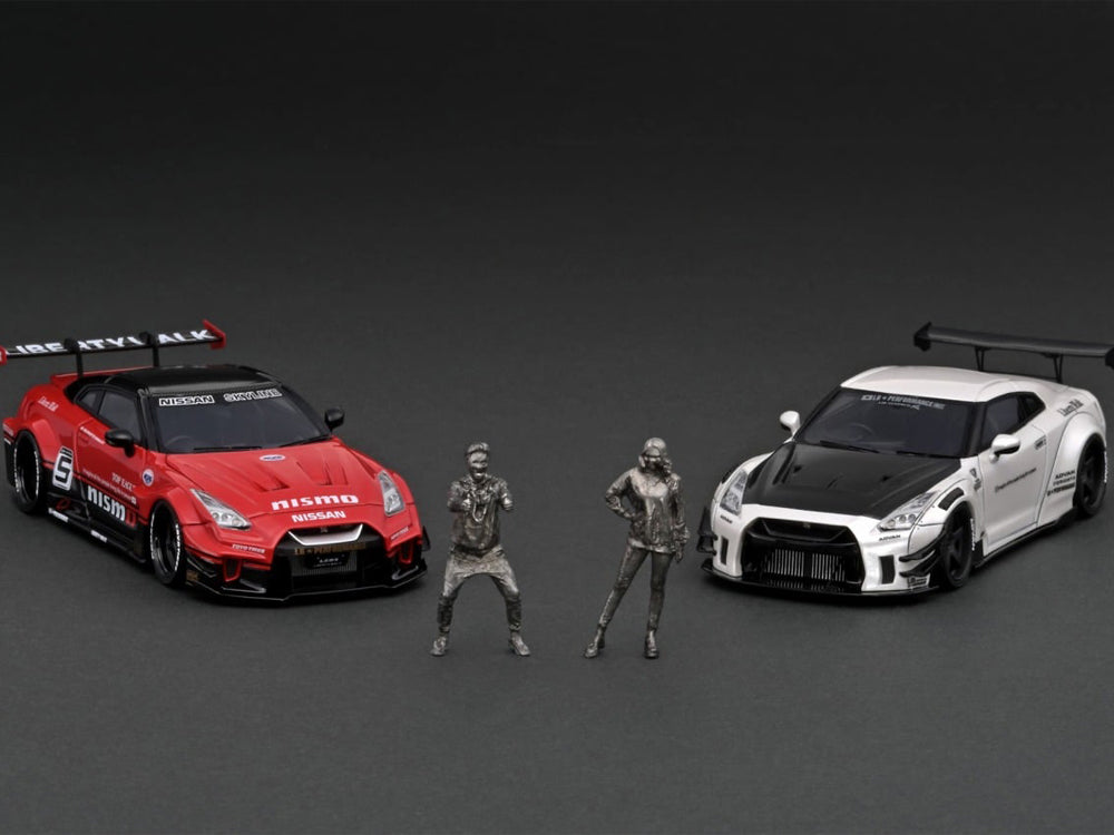 Ignition Model 1/43 LB Silhouette Works GT Nissan 35GT-RR Red/Black With Mr Kato Metal Figurine - Diecast Toyz Australia