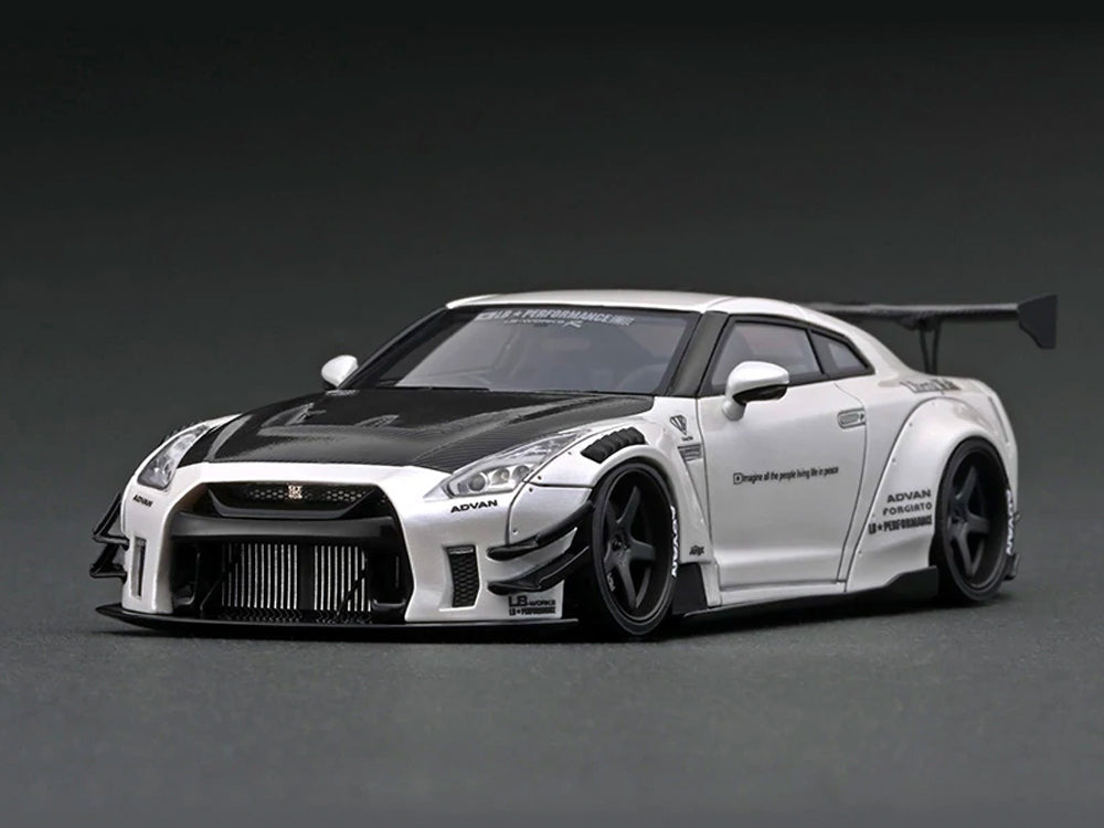 Ignition Model 1/43 LB Works Nissan GT-R R35 Type 2 White with Ms Chisaki Kato Metal Figurine - Diecast Toyz Australia