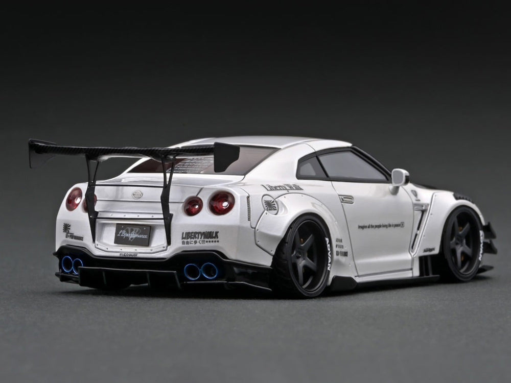 Ignition Model 1/43 LB Works Nissan GT-R R35 Type 2 White with Ms Chisaki Kato Metal Figurine - Diecast Toyz Australia