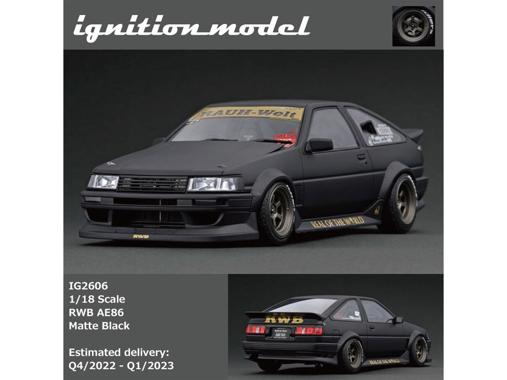 Ignition Model 1/18 RWB Toyota AE86 Matte Black - Diecast Toyz Australia