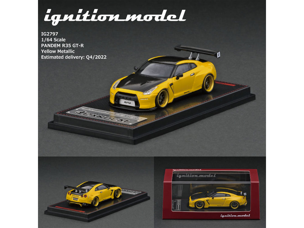 Ignition Model 1/64 Pandem R35 GTR Yellow Metallic - Diecast Toyz Australia