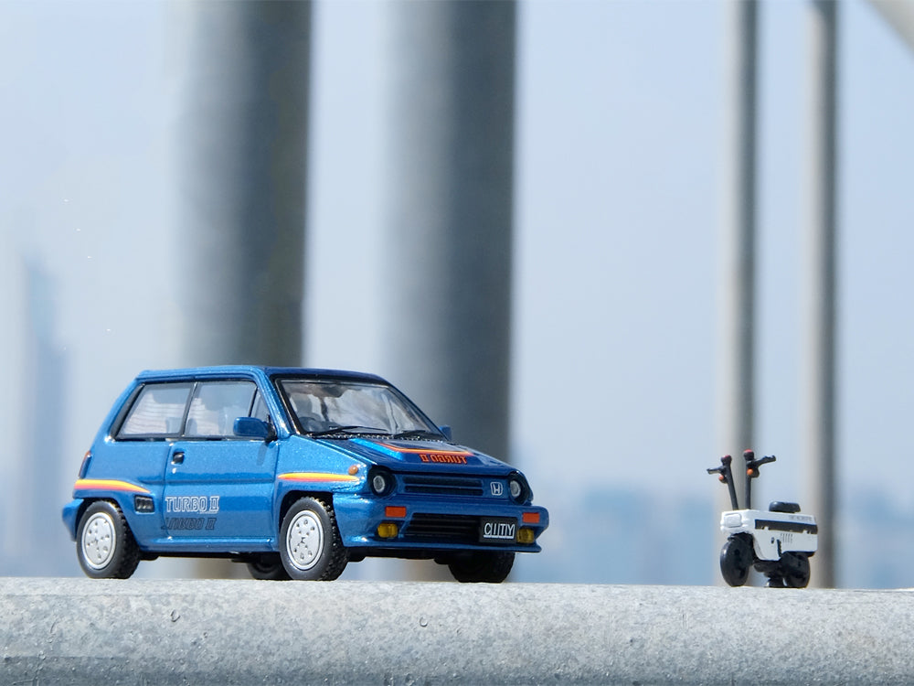 Inno64 Honda City Turbo II Blue with Motocompo - Diecast Toyz Australia