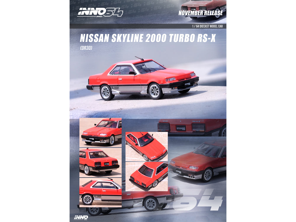 Inno64 Nissan Skyline 2000 Turbo RS-X DR30 Red/Silver - Diecast Toyz Australia