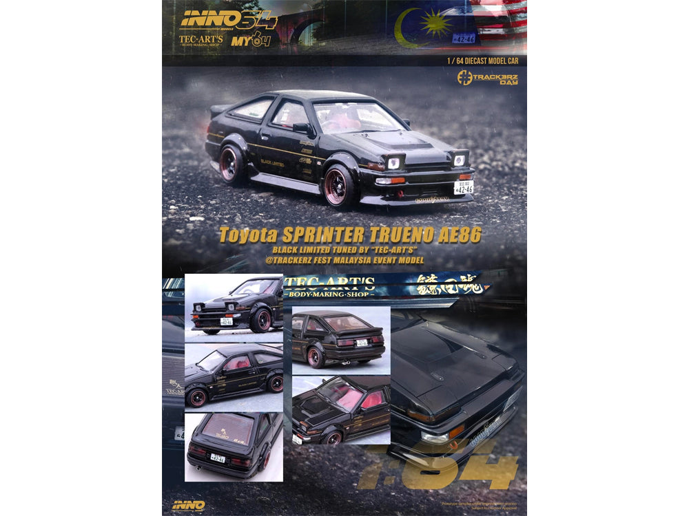 Inno64 Toyota Sprinter Trueno AE86 Tuned by "TEC-ARTS" @ Trackerz Day Malaysia Event Model - Diecast Toyz Australia
