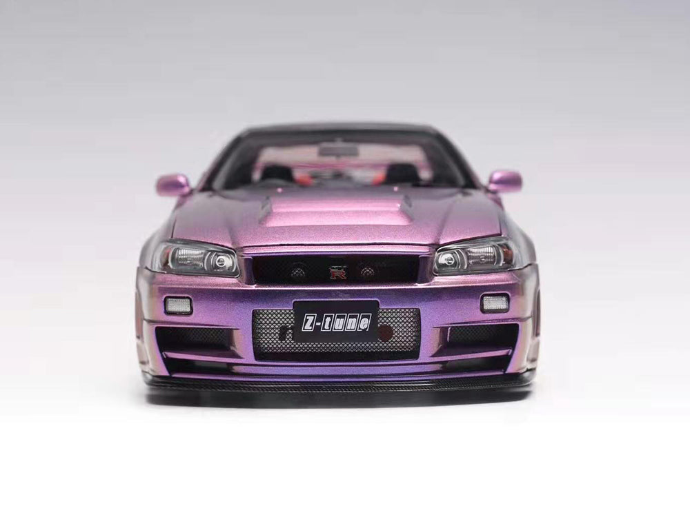 MotorHelix 1/18 Nissan Skyline GTR R34 Z Tune Midnight Purple - Diecast Toyz Australia