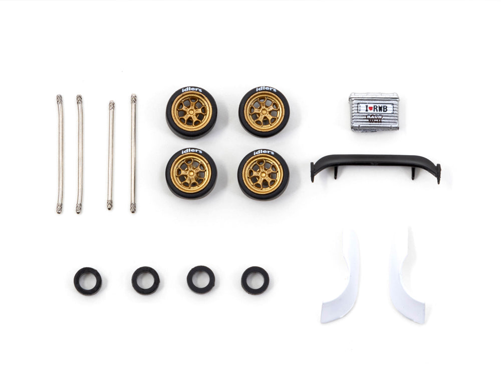 Tarmac Works 1/64 Accessories Set for RWB - Rotiform HUR Wheels Gold - Diecast Toyz Australia