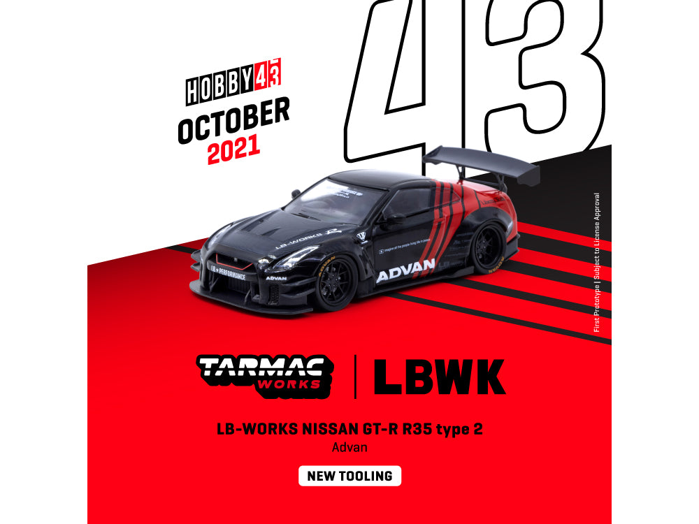 Tarmac Works 1/43 LB Works Nissan GT-R R35 Type 2 Advan - Diecast Toyz Australia