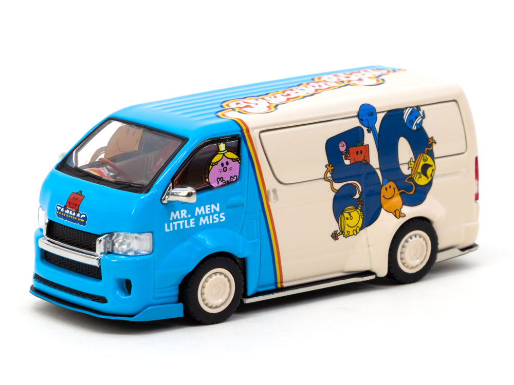 Tarmac Works 1/64 Toyota Hiace Widebody Van Mr Men Little Miss with Metal Oil Tin - Diecast Toyz Australia