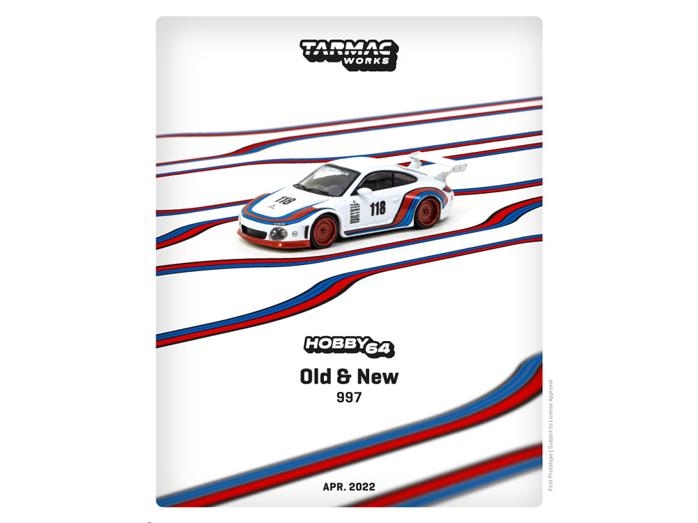 Tarmac Works 1/64 Porsche Old & New 997 Martini White - Diecast Toyz Australia