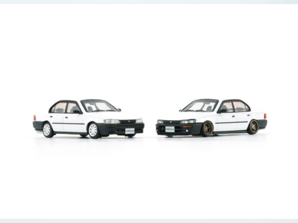 BM Creations 1/64 Toyota Corolla AE100 White with Black Bumper - Diecast Toyz Australia