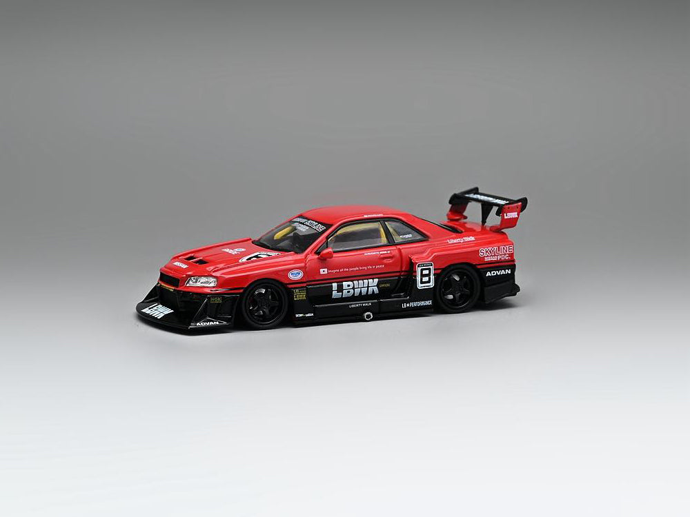 CM Model 1/64 LBWK Nissan Skyline ER34 No.8 Red Black - Diecast Toyz Australia