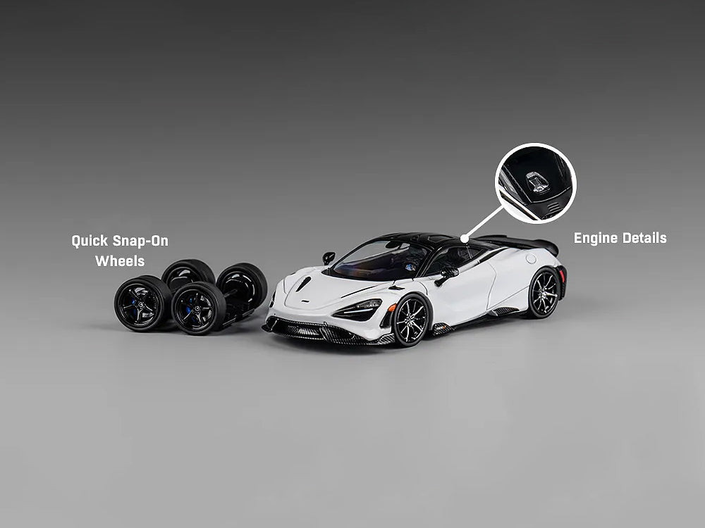 CM Model 1/64 McLaren 765LT White with Carbon Hood