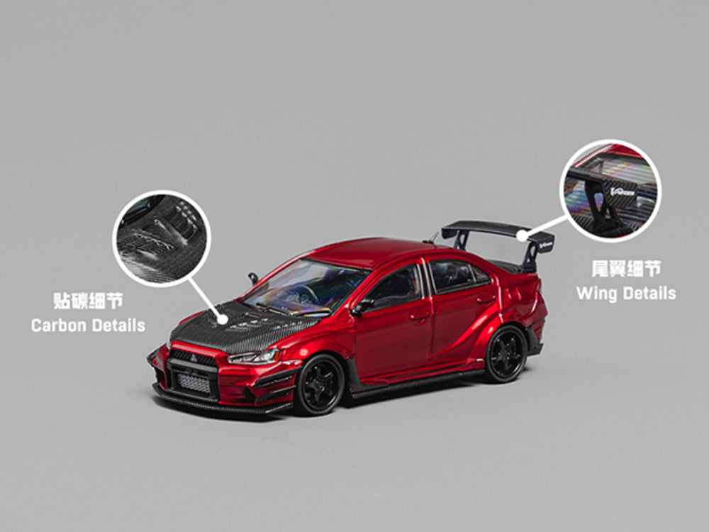 CM Model 1/64 Mitsubishi Lancer Evo X Varis Widebody Metallic Red