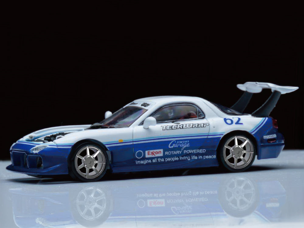 DCM 1/64 Mazda FD3S RX7 Widebody Blue & White - Diecast Toyz Australia