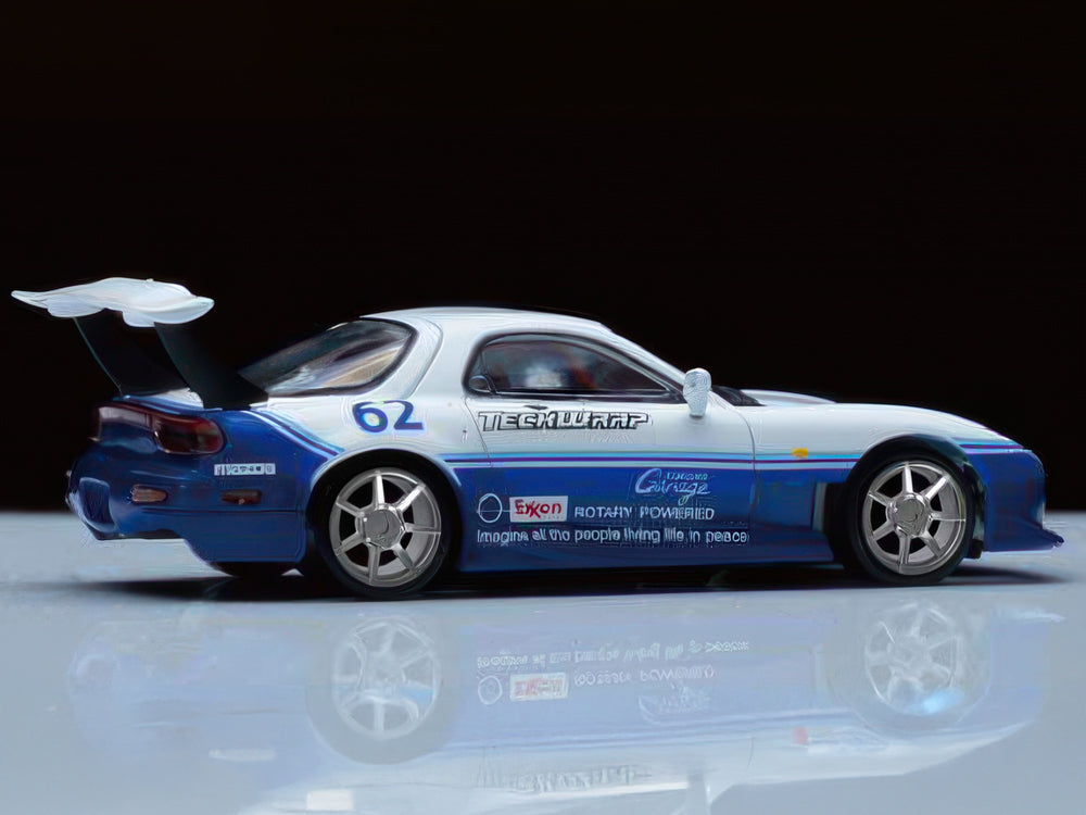 DCM 1/64 Mazda FD3S RX7 Widebody Blue & White - Diecast Toyz Australia