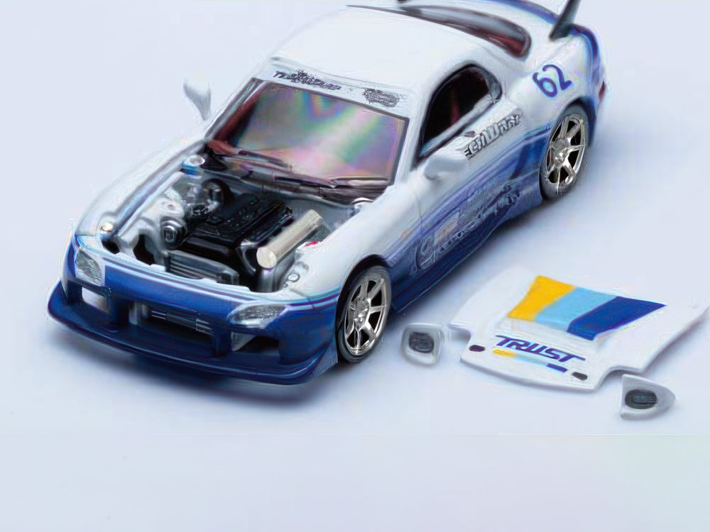 DCM 1/64 Mazda FD3S RX7 Widebody Blue & White - Diecast Toyz Australia