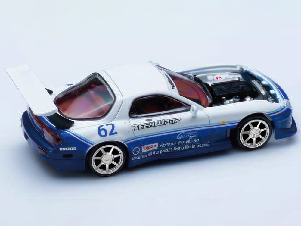 DCM 1/64 Mazda FD3S RX7 Widebody Blue & White - Diecast Toyz Australia