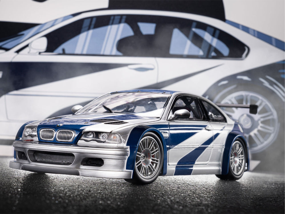 DCN 1/18 BMW M3 GTR NFS Most Wanted Silver/Blue - Diecast Toyz Australia