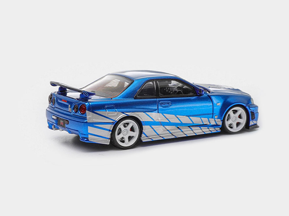 Fast Speed 1/64 Nissan Skyline GTR R34 Z Tune Blue with Silver Stripes