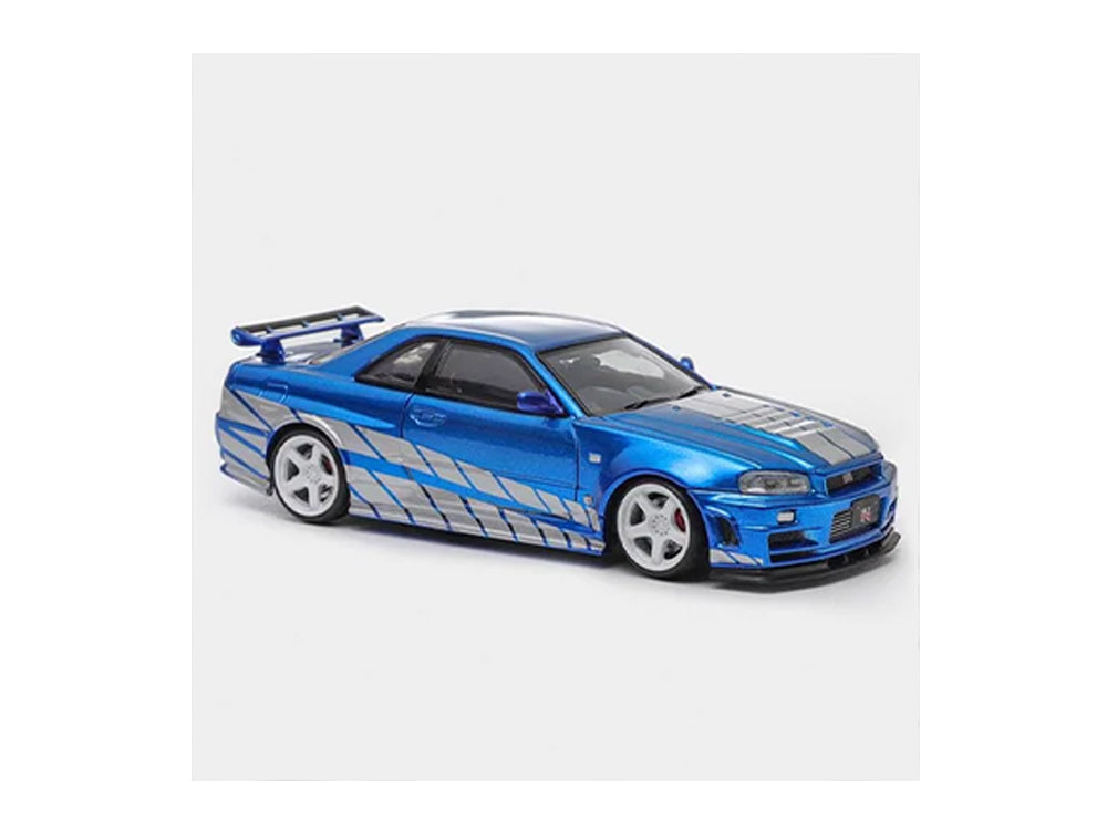Fast Speed 1/64 Nissan Skyline GTR R34 Z Tune Blue with Silver Stripes